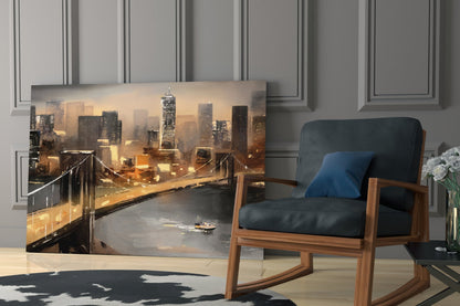 New York Bridge Glass Wall Art