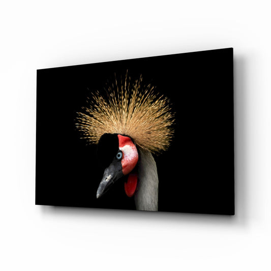 Crowned Crane Glass Wall Art