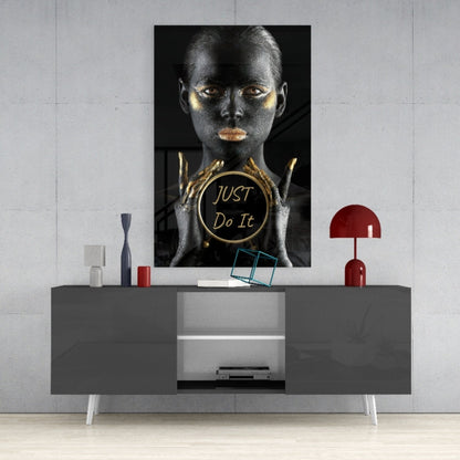 Just Do It Gold Glass Wall Art
