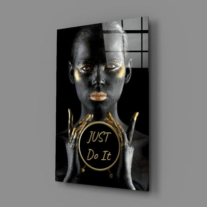 Just Do It Gold Glass Wall Art