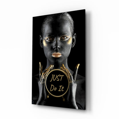 Just Do It Gold Glass Wall Art
