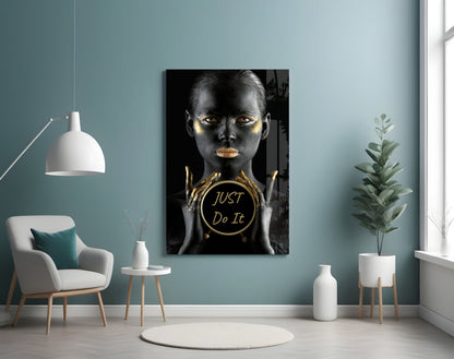 Just Do It Gold Glass Wall Art