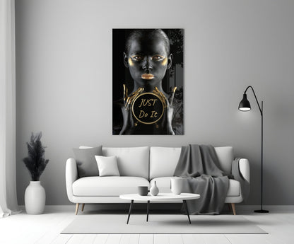 Just Do It Gold Glass Wall Art