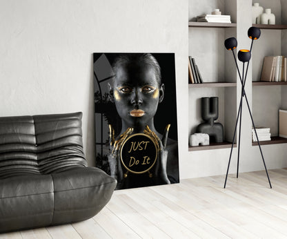 Just Do It Gold Glass Wall Art