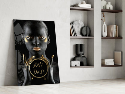 Just Do It Gold Glass Wall Art