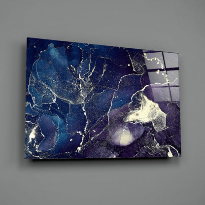Indigo and Gold Marble Glass Wall Art