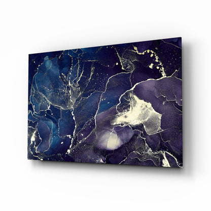 Indigo and Gold Marble Glass Wall Art