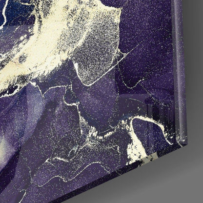 Indigo and Gold Marble Glass Wall Art