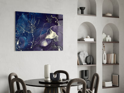 Indigo and Gold Marble Glass Wall Art