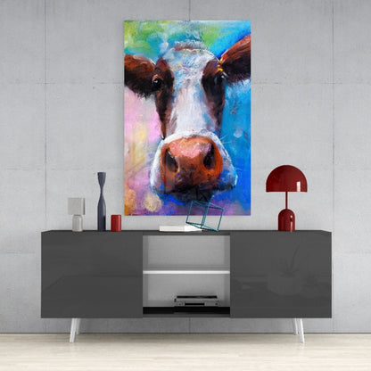 Painted Cow Pop Art Glass Wall Art
