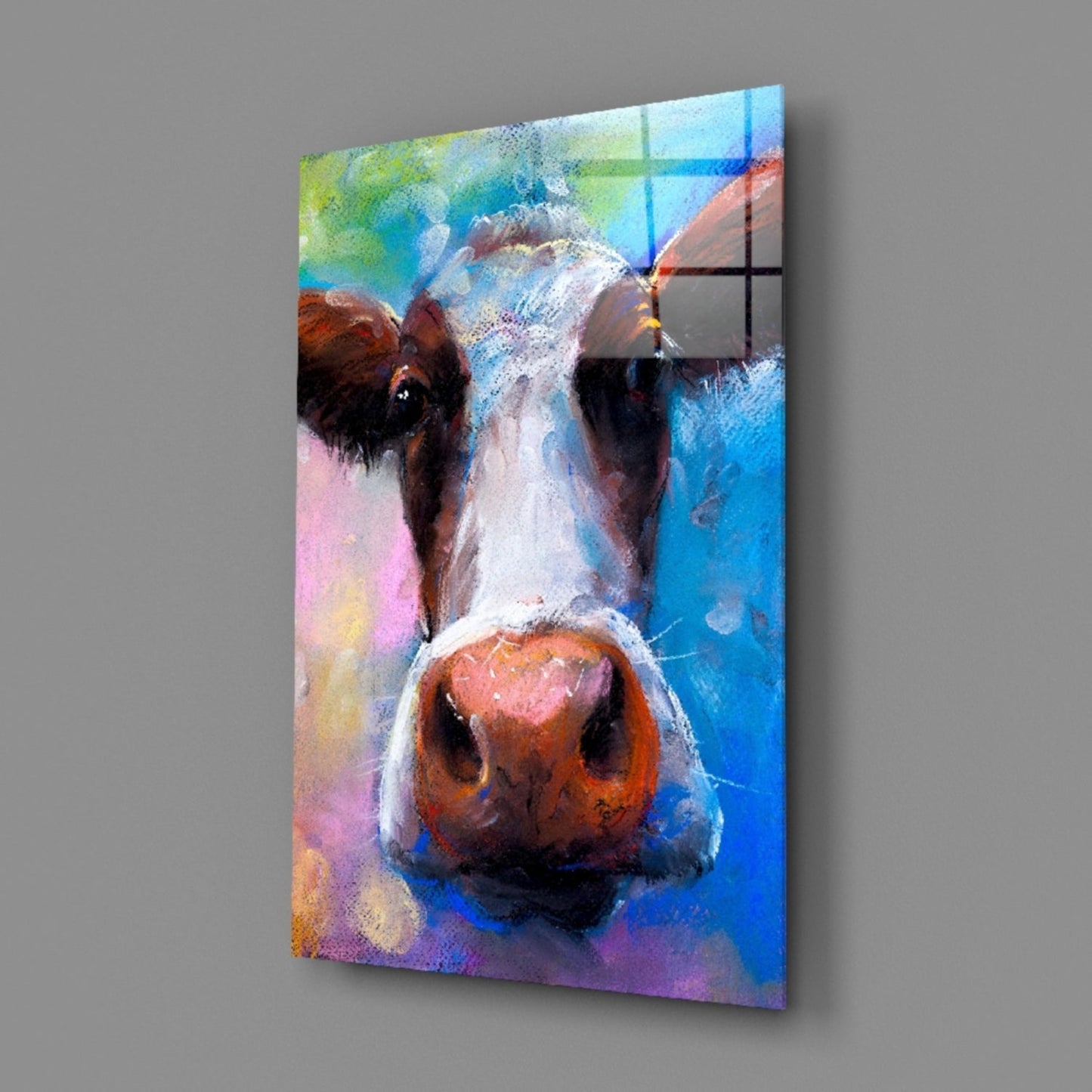 Painted Cow Pop Art Glass Wall Art