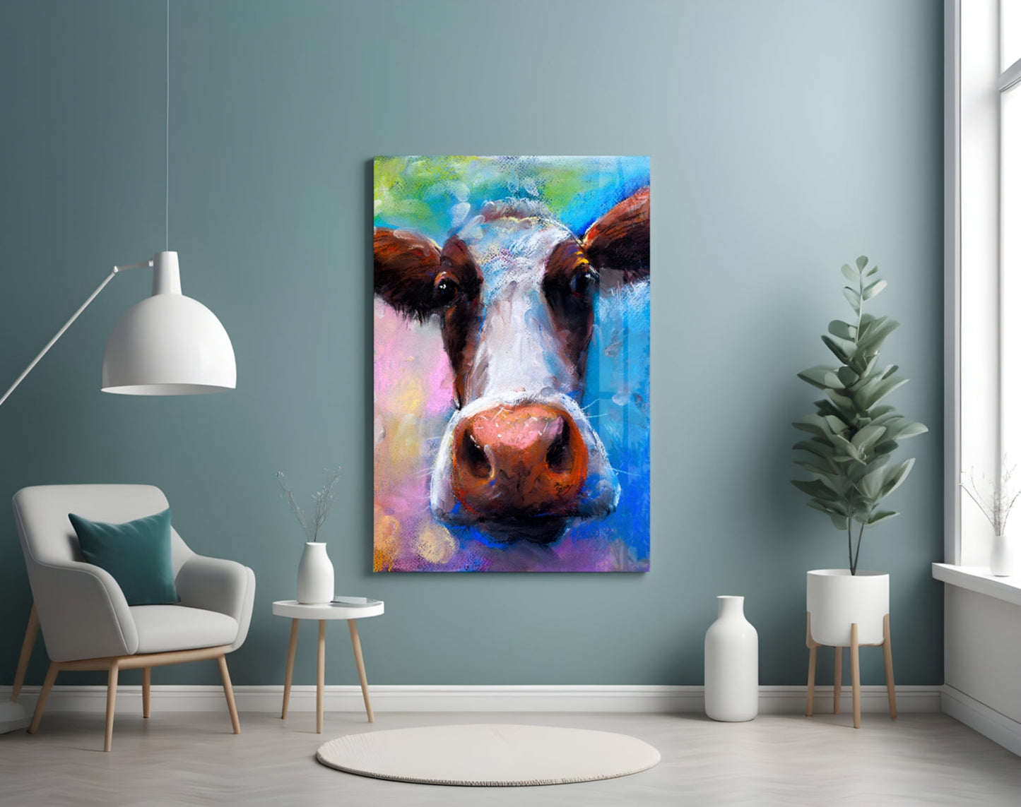 Painted Cow Pop Art Glass Wall Art