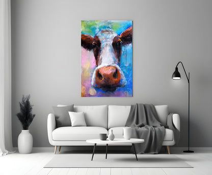 Painted Cow Pop Art Glass Wall Art