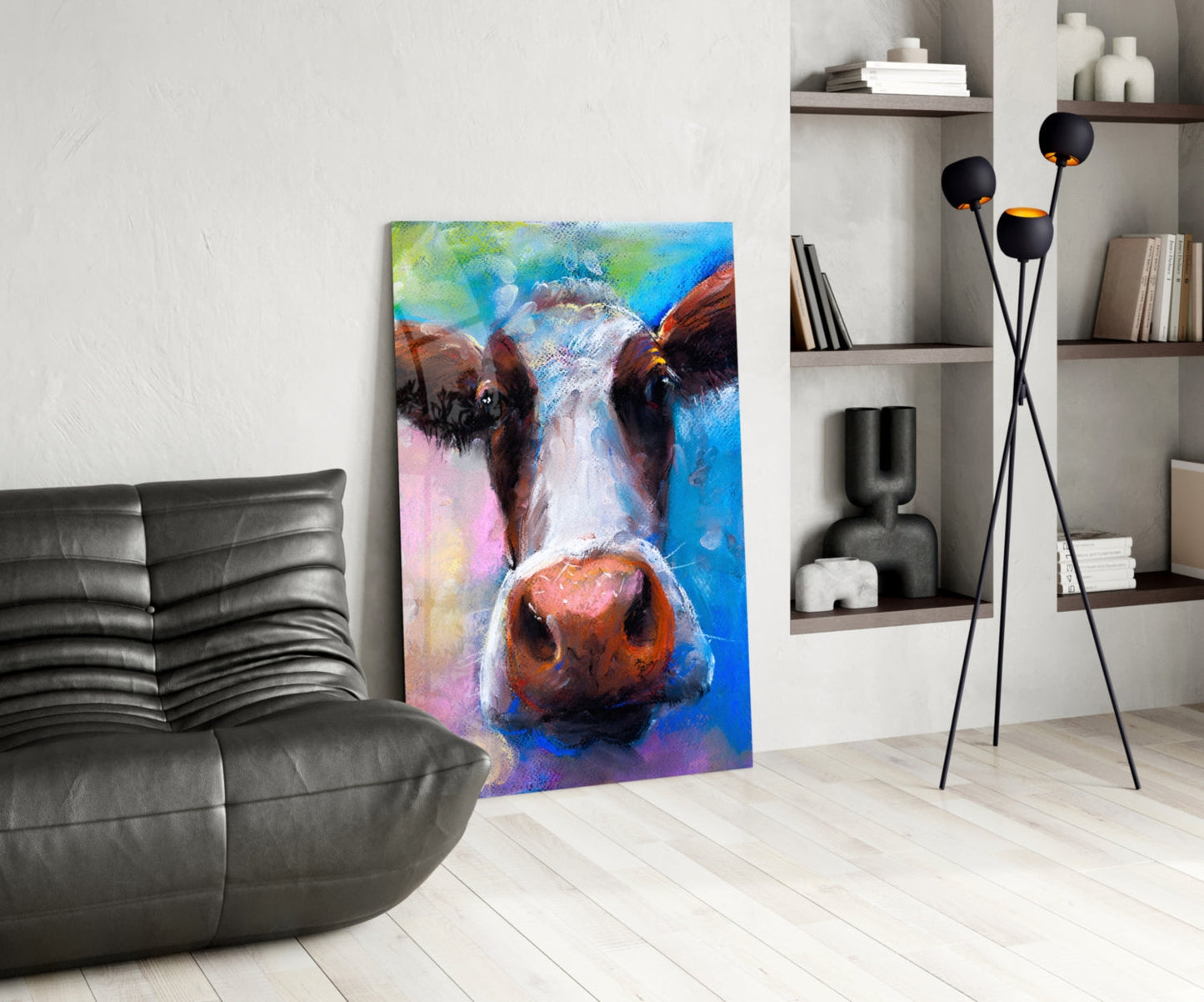 Painted Cow Pop Art Glass Wall Art