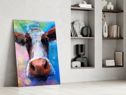 Painted Cow Pop Art Glass Wall Art
