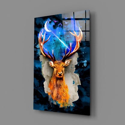 Cosmic Stag Antler Glass Wall Art