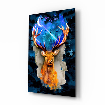 Cosmic Stag Antler Glass Wall Art