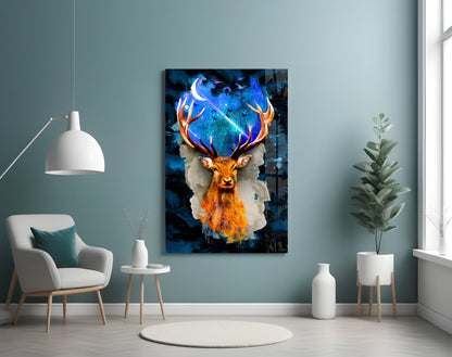 Cosmic Stag Antler Glass Wall Art