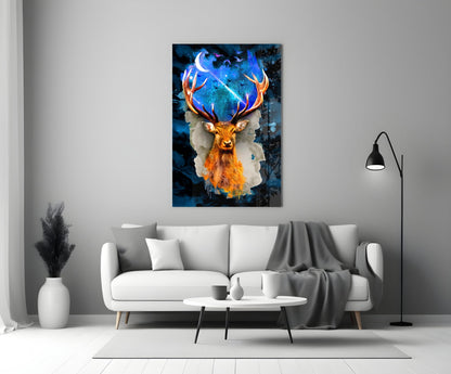 Cosmic Stag Antler Glass Wall Art
