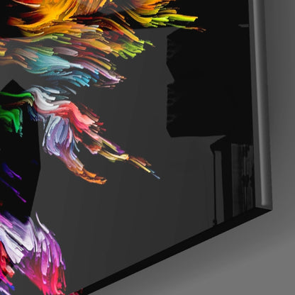 Golden Yellow Vivid Mind Profile Glass Wall Art