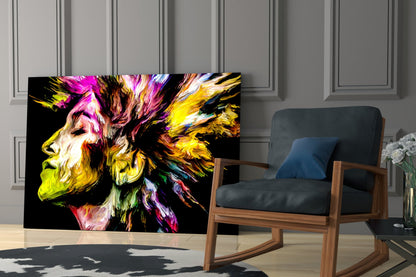 Golden Yellow Vivid Mind Profile Glass Wall Art