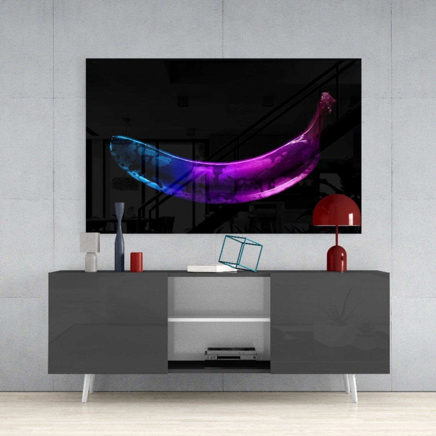 Neon Banana Glass Wall Art