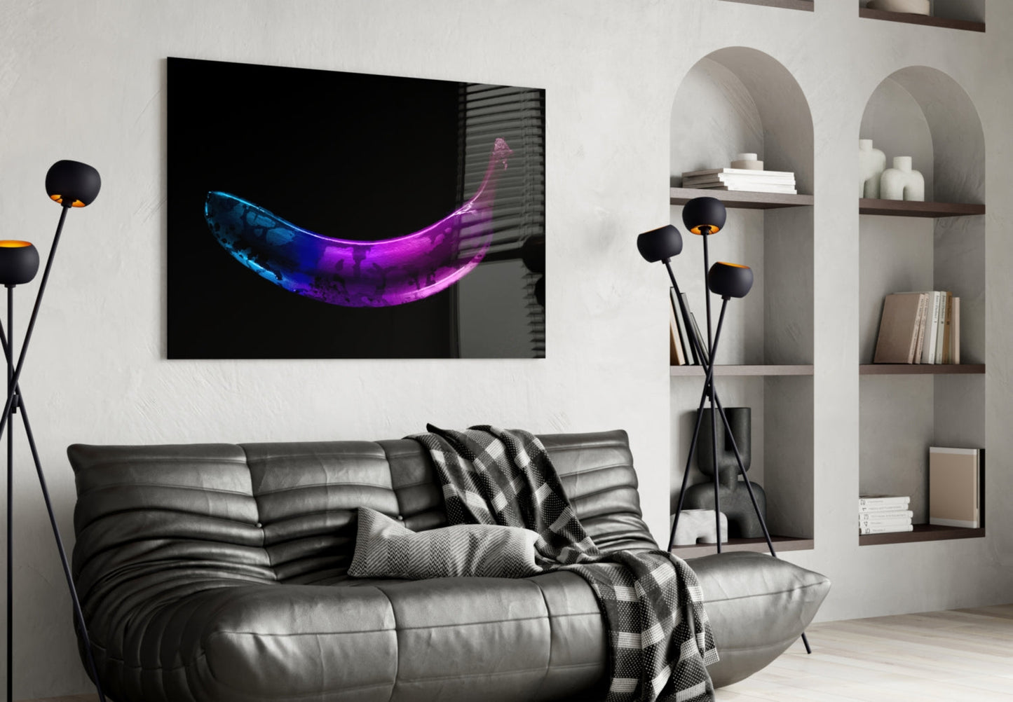 Neon Banana Glass Wall Art