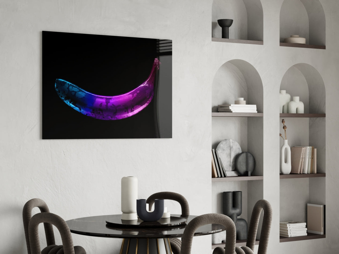 Neon Banana Glass Wall Art