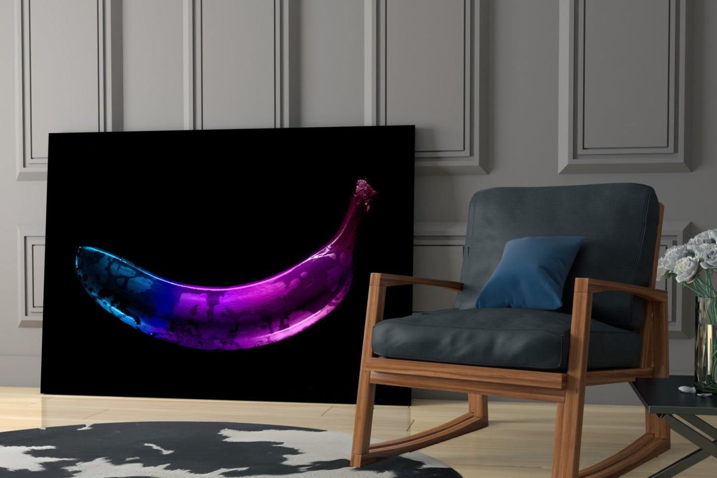 Neon Banana Glass Wall Art