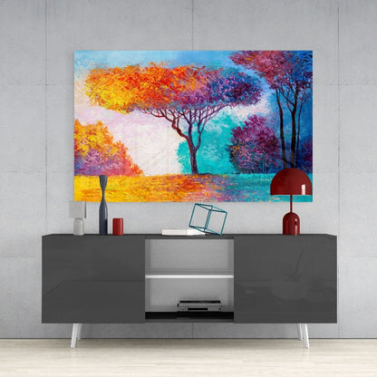 Autumn Pines Glass Wall Art