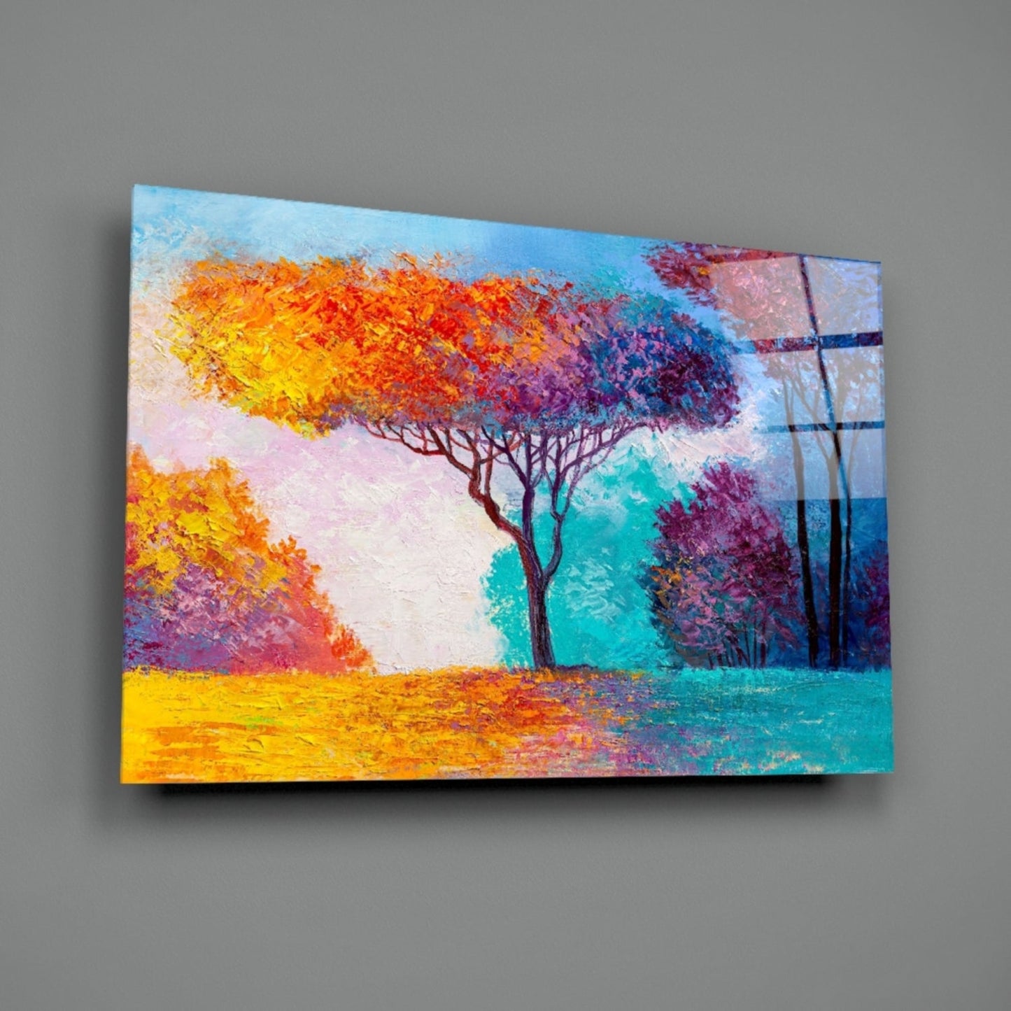 Autumn Pines Glass Wall Art
