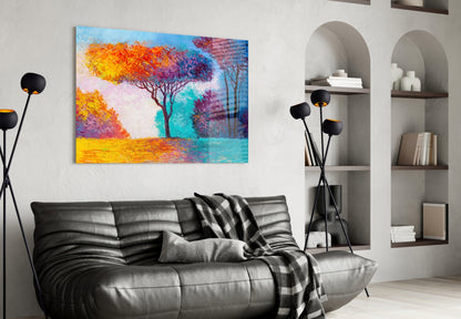 Autumn Pines Glass Wall Art