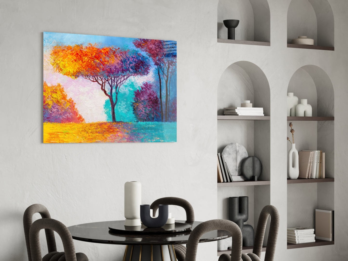 Autumn Pines Glass Wall Art