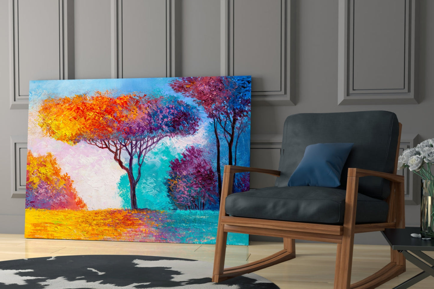Autumn Pines Glass Wall Art