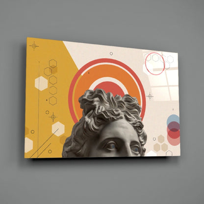 Apollo Bust Geometric Collage Glass Wall Art