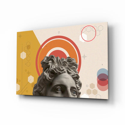 Apollo Bust Geometric Collage Glass Wall Art