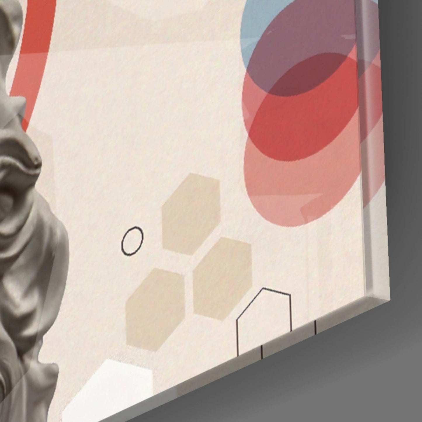 Apollo Bust Geometric Collage Glass Wall Art