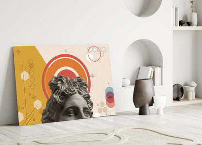 Apollo Bust Geometric Collage Glass Wall Art