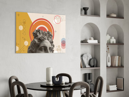Apollo Bust Geometric Collage Glass Wall Art