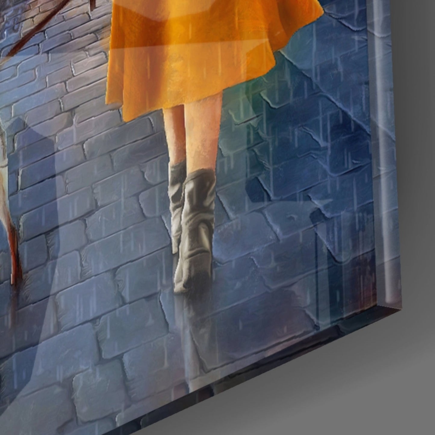 Paris Rainy Street Stroll Glass Wall Art