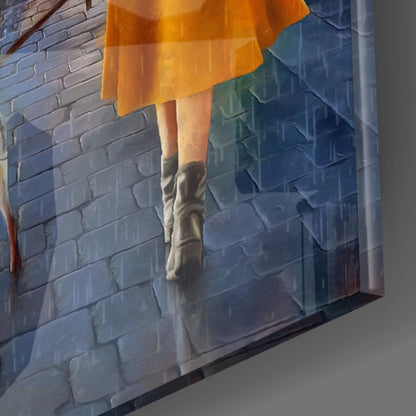 Paris Rainy Street Stroll Glass Wall Art