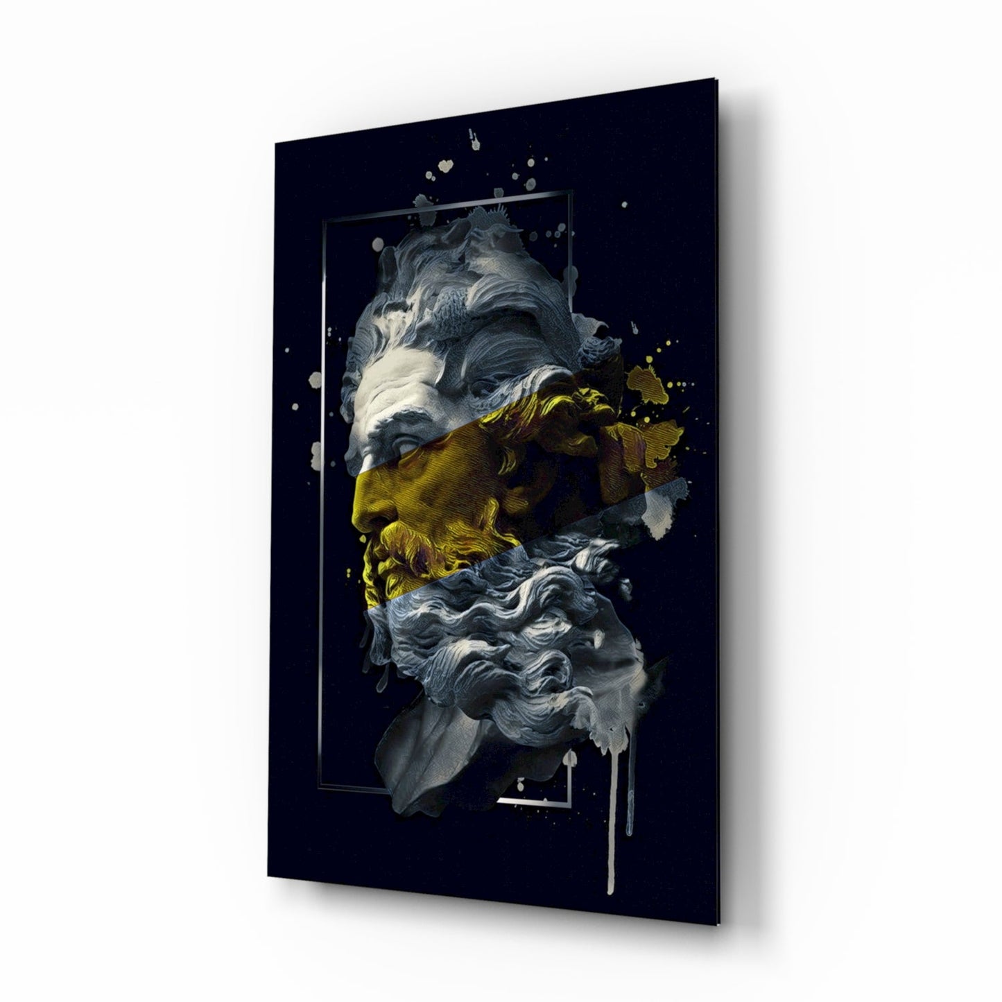 Gilded Poseidon Bust Glass Wall Art