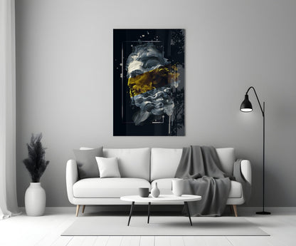 Gilded Poseidon Bust Glass Wall Art