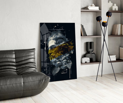 Gilded Poseidon Bust Glass Wall Art