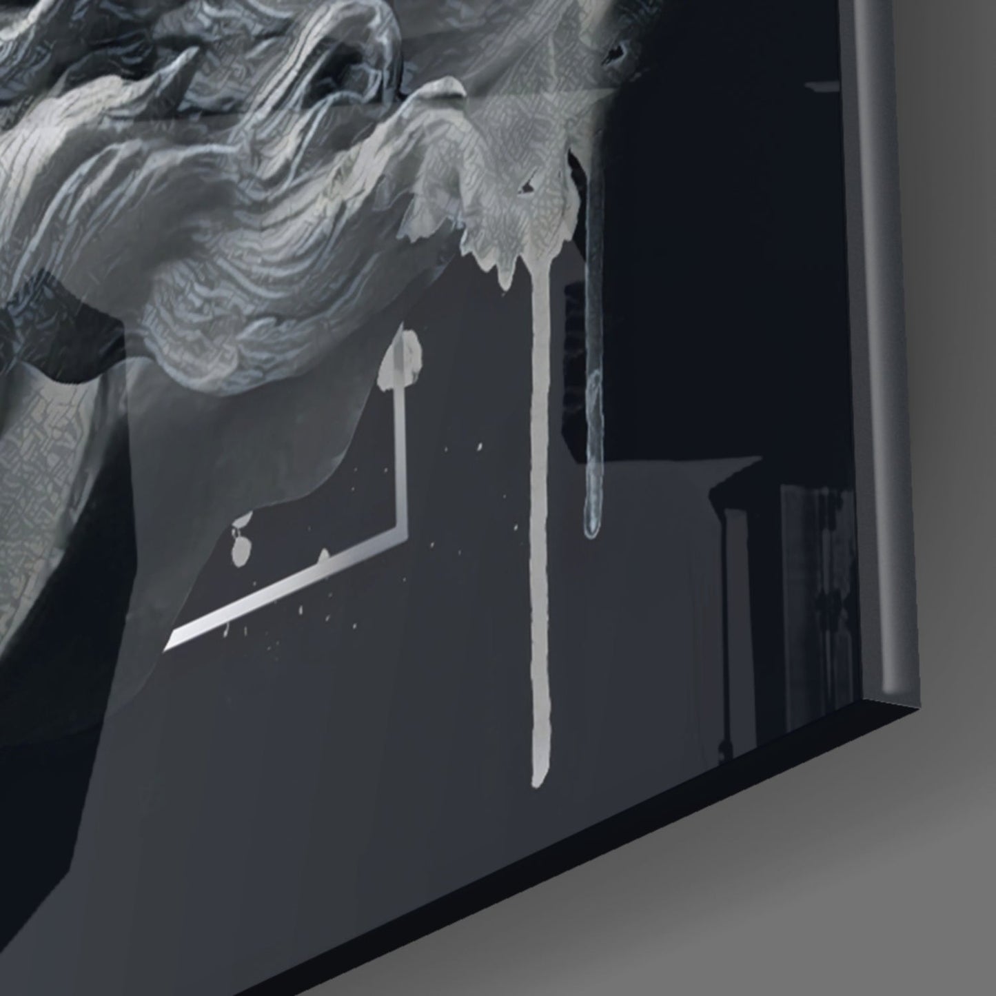 Poseidon Marble Bust Glass Wall Art