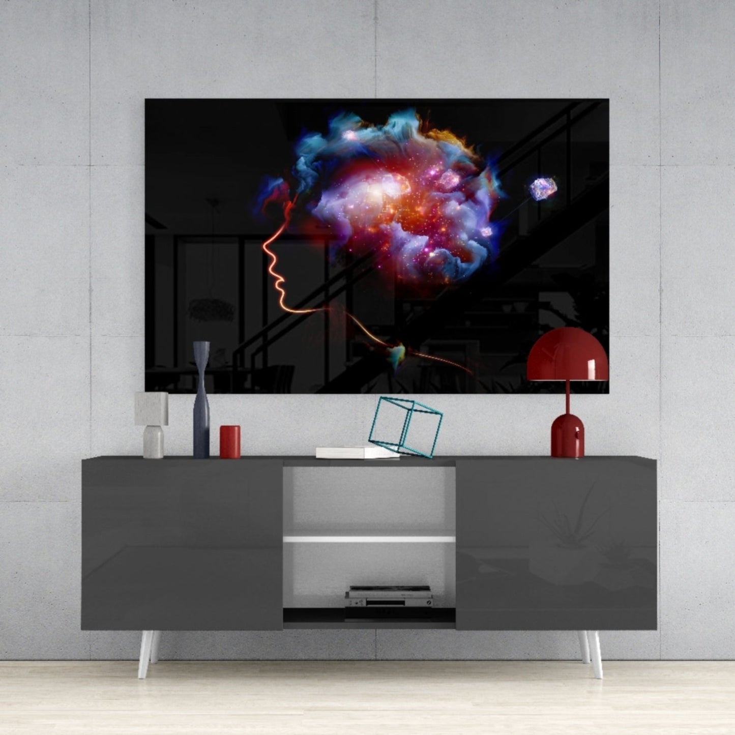 Cosmic Mind Silhouette Glass Wall Art