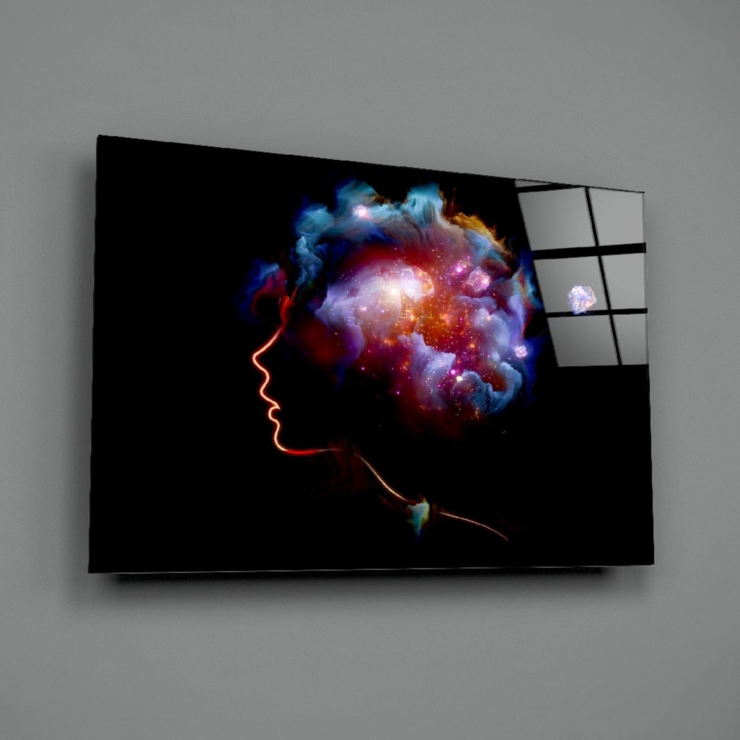 Cosmic Mind Silhouette Glass Wall Art
