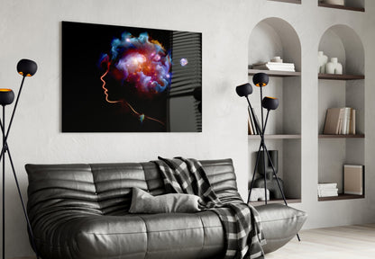 Cosmic Mind Silhouette Glass Wall Art