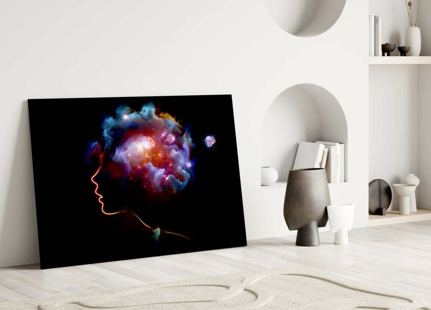 Cosmic Mind Silhouette Glass Wall Art