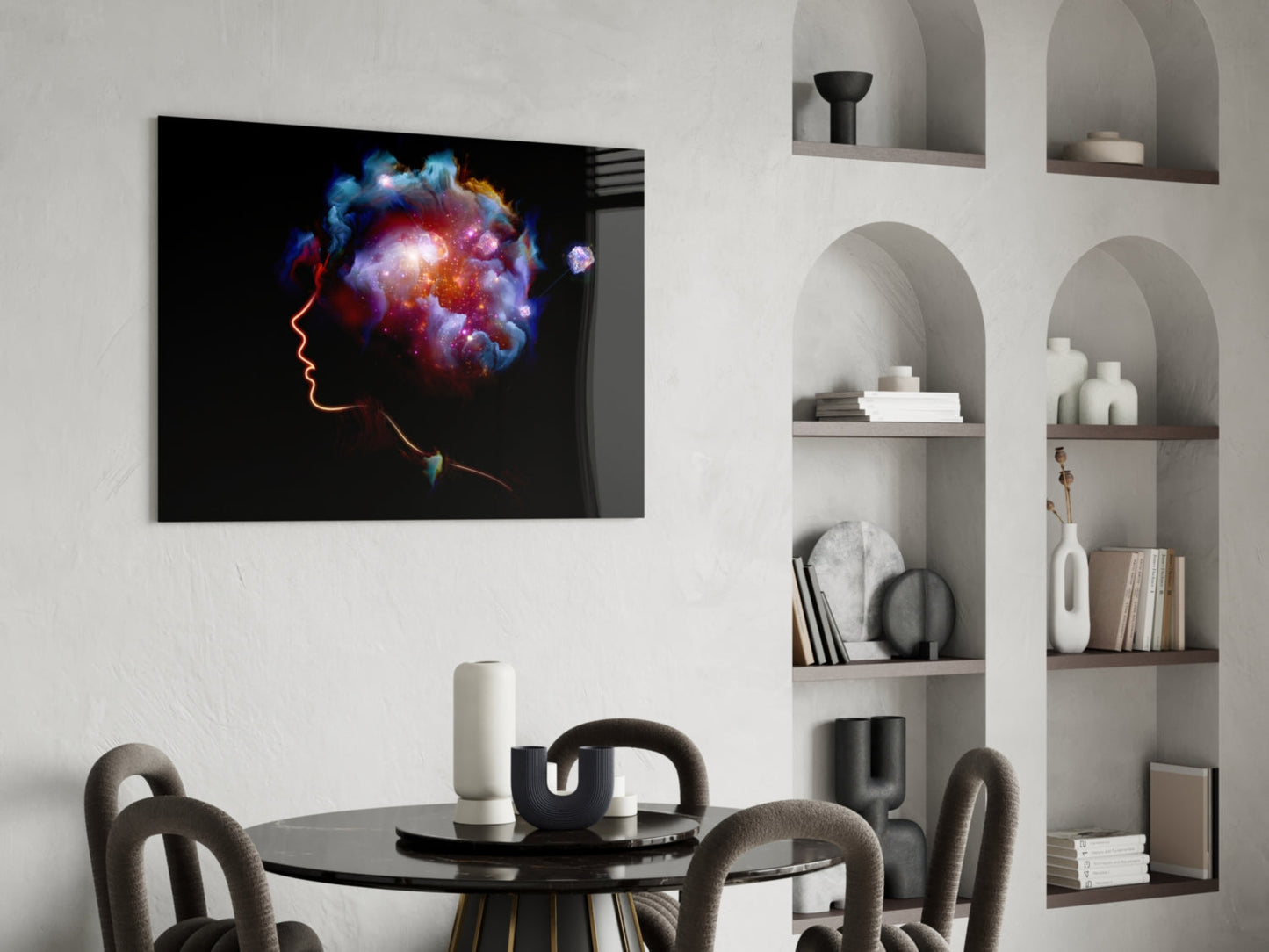 Cosmic Mind Silhouette Glass Wall Art